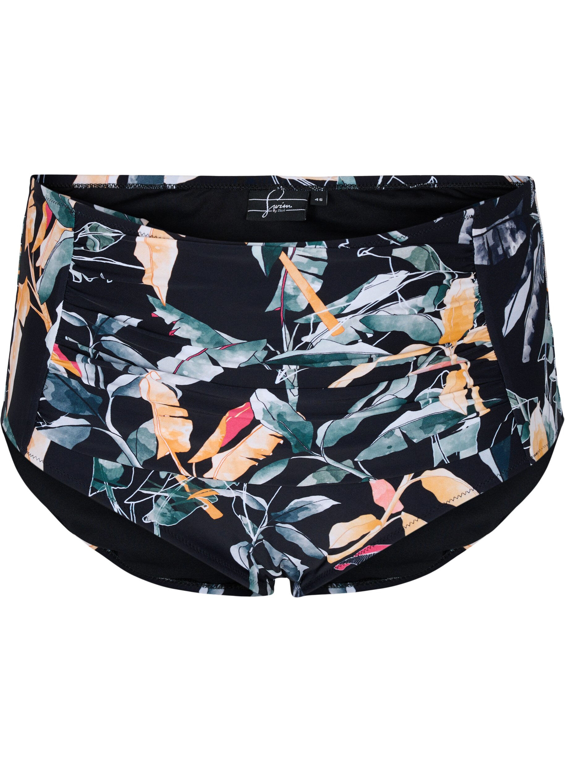 ZizziBikinibroekje met extra hoge taille en print, Leaf Print, Packshot image number 0