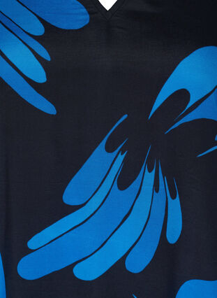 Blouse en viscose imprimée à col en V, Dark Blue AOP, Packshot image number 2