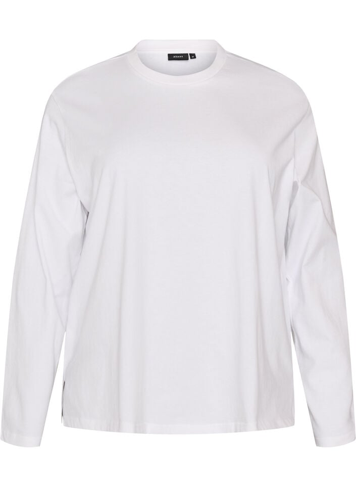 T-shirt Basic &agrave; manches longues, Blanc, Packshot image number 0