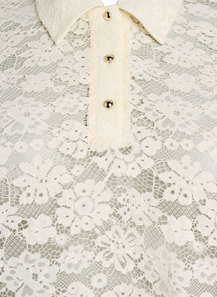 Blouse en dentelle avec col et manches 1/2, Vanille, Packshot image number 2