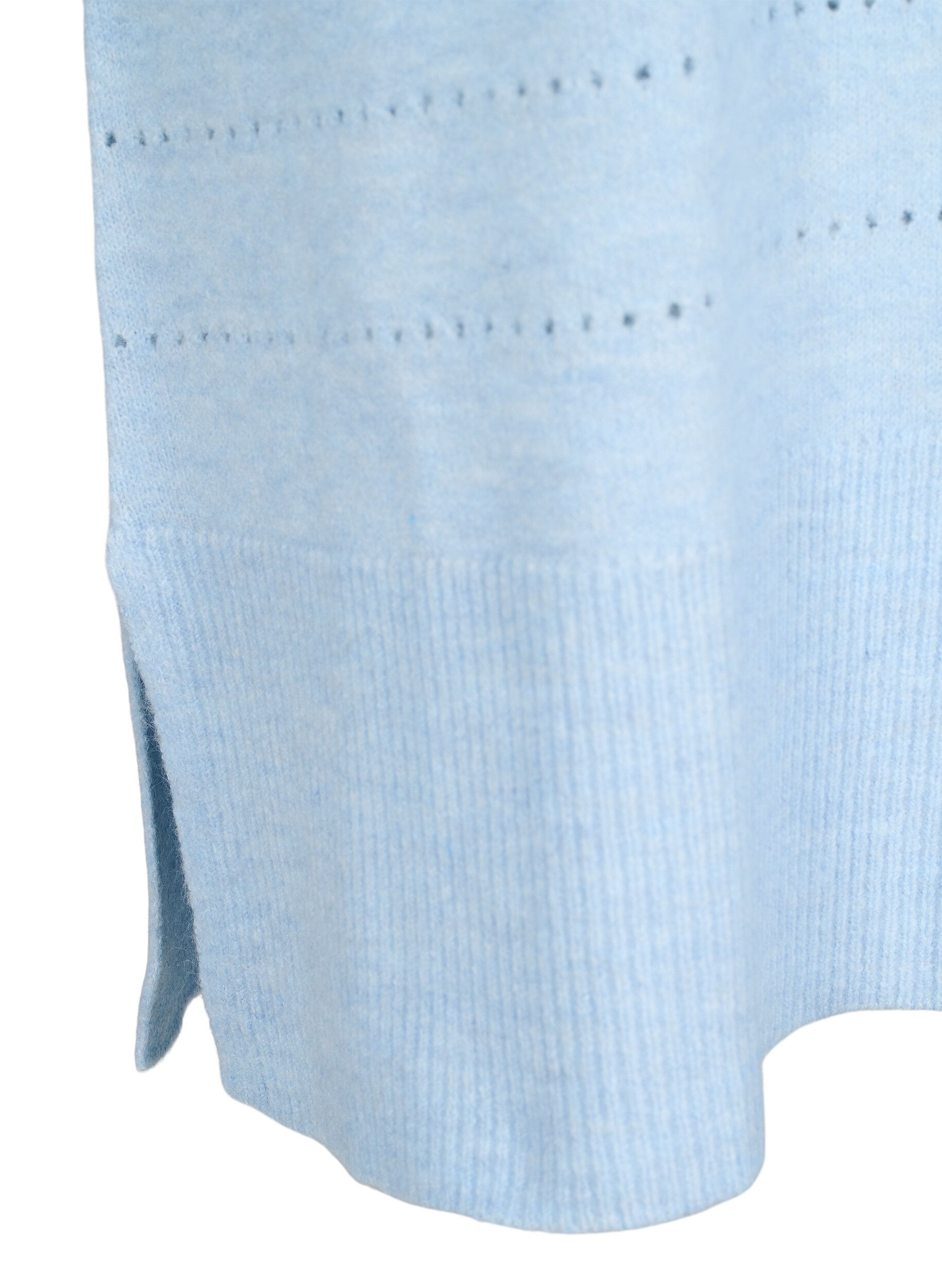 ZizziGebreide jurk met splitjes en kantpatroon, Cashmere Blue Mel., Packshot image number 3