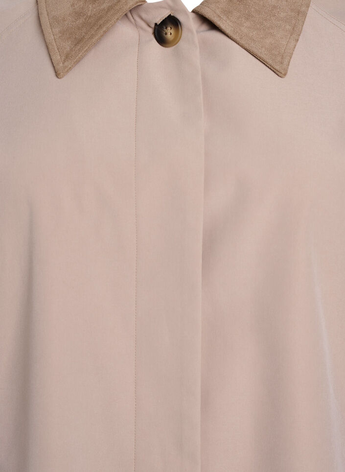 Lentejas met imitatie su&egrave;de kraag en onzichtbare knoopsluiting, Beige, Packshot image number 2