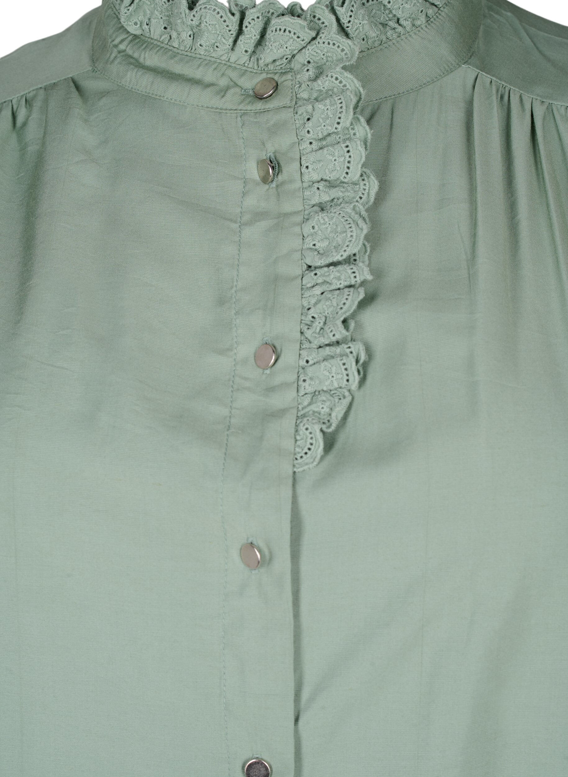 ZizziViscose Shirt Jurk met ruffles, Groen, Packshot image number 2