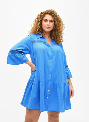 Tunique en coton biologique avec des détails féminins, Marina, Model image number 0