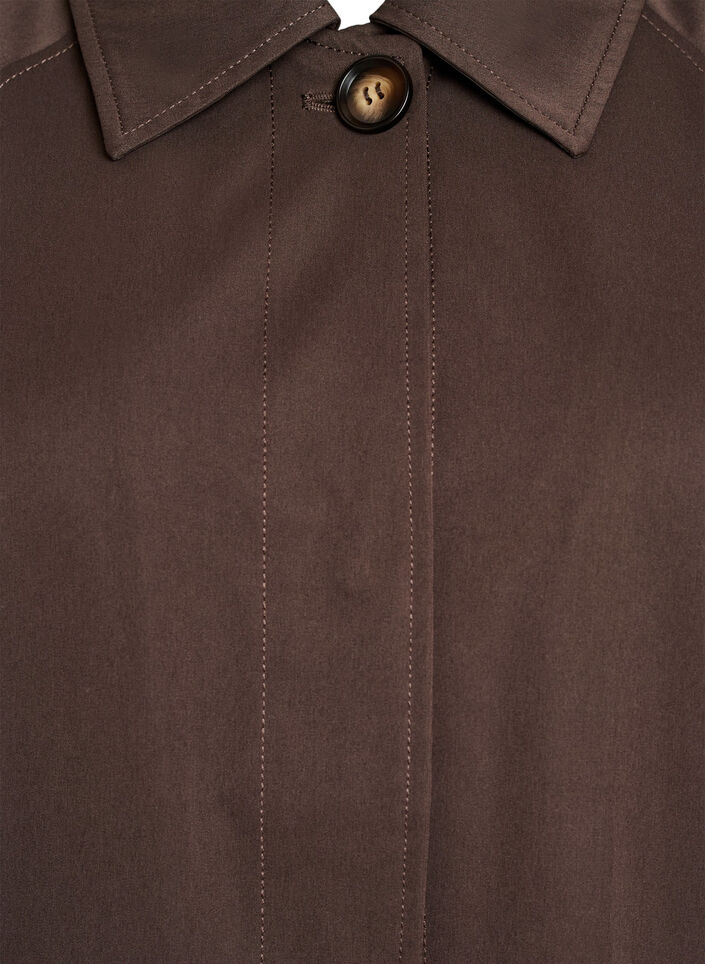 Trench court avec col et manches raglan, Marron, Packshot