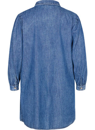 Robe chemise en jean et coton, Dark blue denim, Packshot image number 1