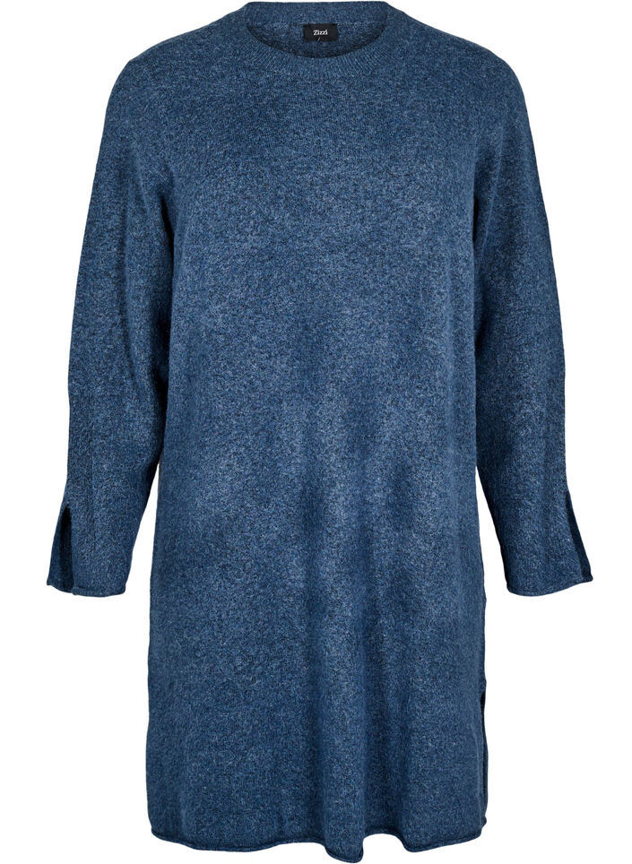 Gebreide jurk met splitten, Bering Sea Mel., Packshot image number 0