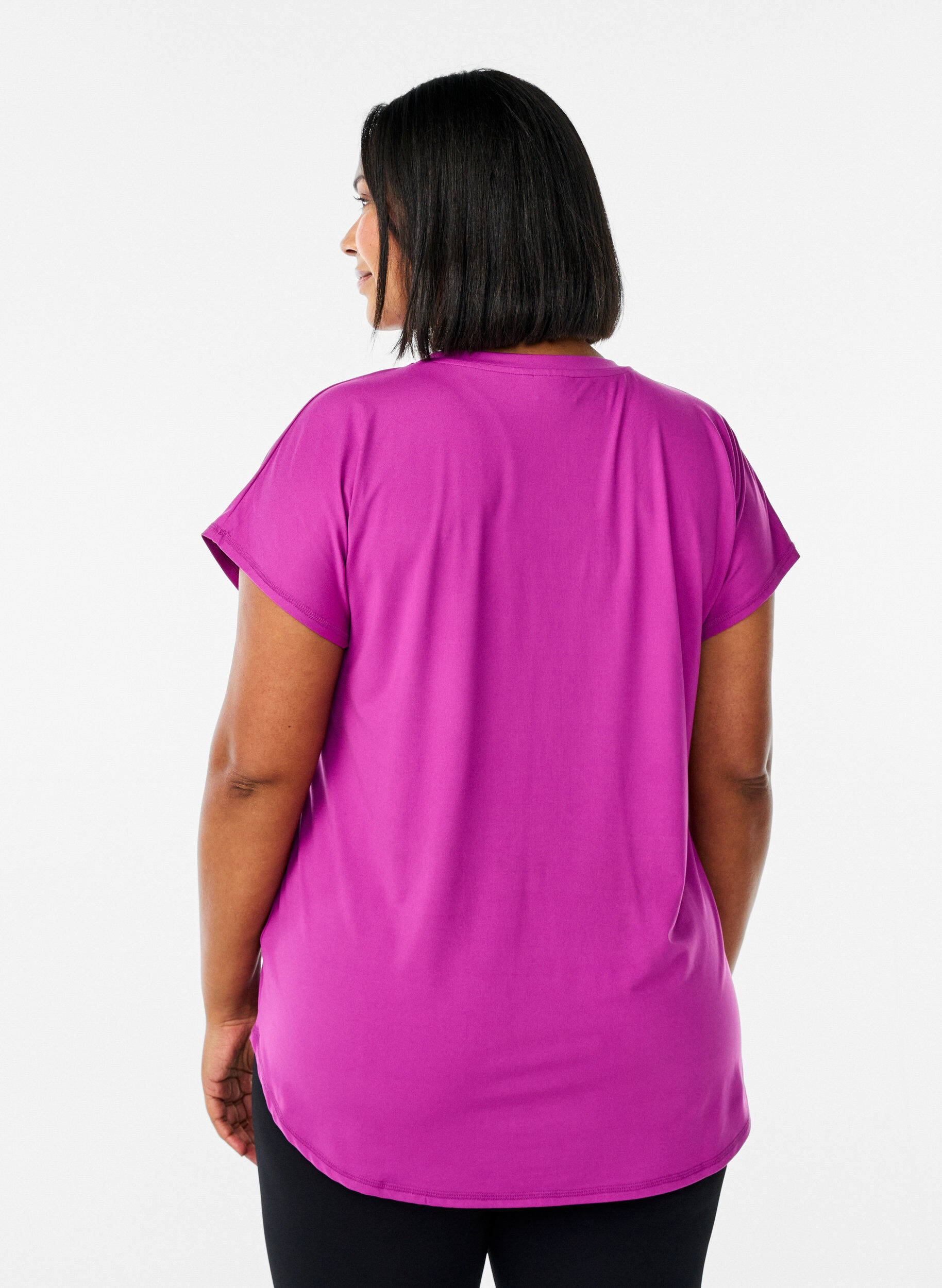 ZizziT-shirt de sport &agrave; manches courtes et col en V, Violet, Model image number 2