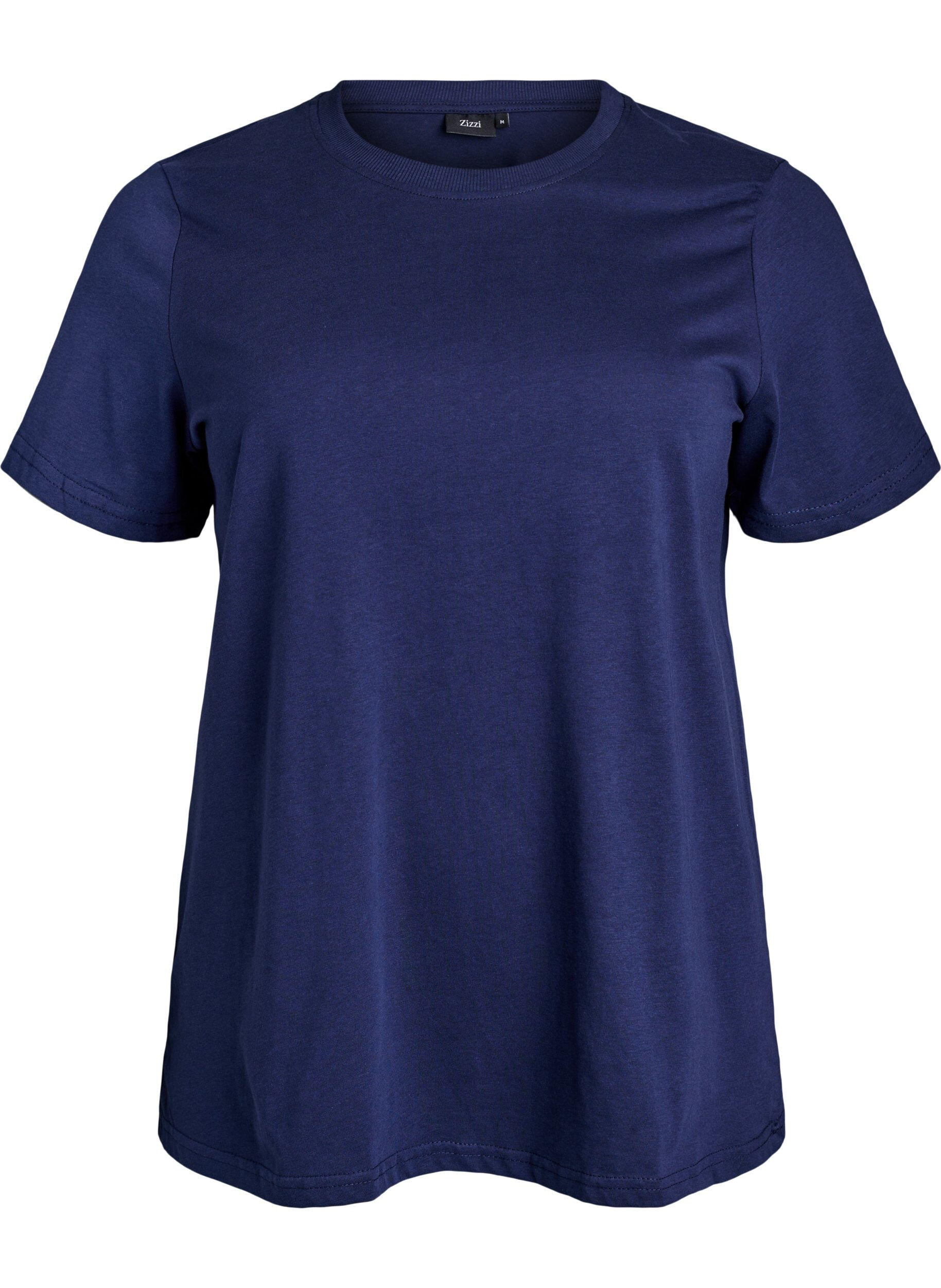 ZizziBasic katoenen T-shirt met ronde hals, Blauw, Packshot image number 0