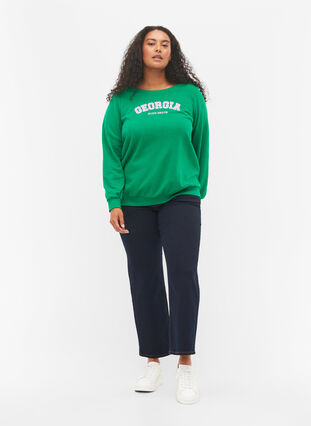 Sweat-shirt en coton avec imprimé de texte, Jolly Green, Model image number 2