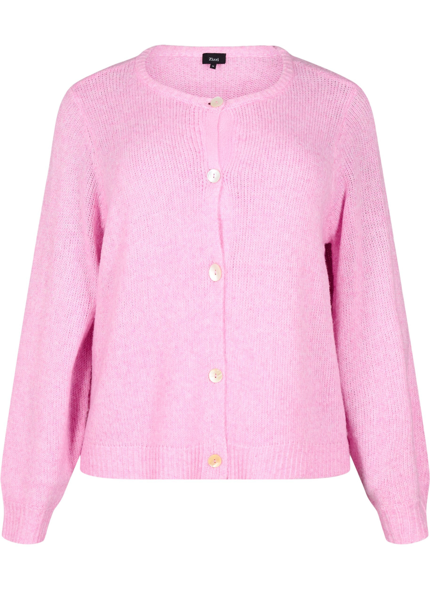 ZizziGebreide cardigan met wol en knoopsluiting, Begonia Pink Mel., Packshot image number 0