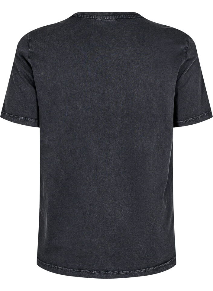 T-shirt met oogjes en print, Grey Washed , Packshot image number 1