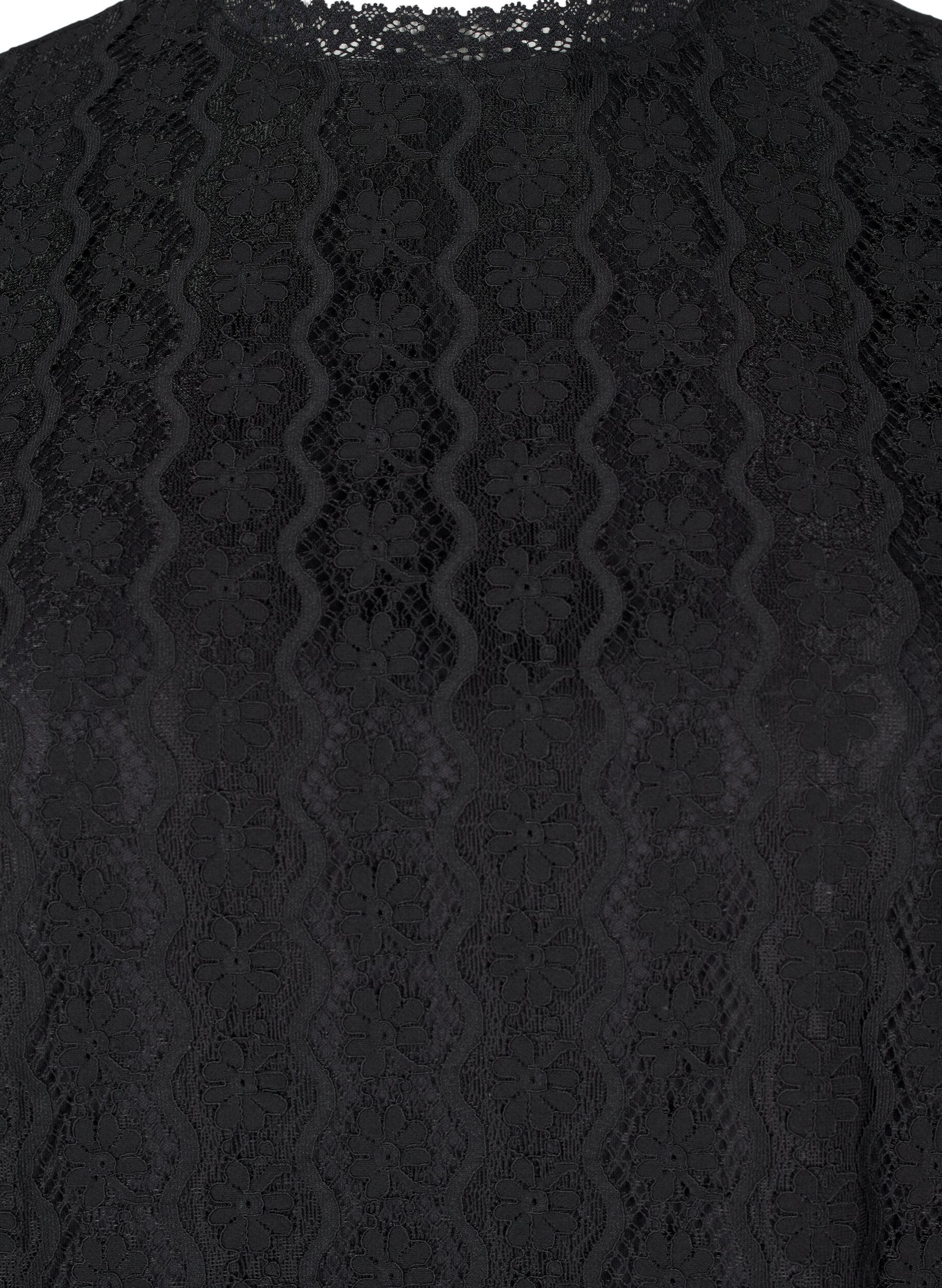 Zizzi Top en dentelle avec d&eacute;tails volant&eacute;s, Noir, Packshot image number 2