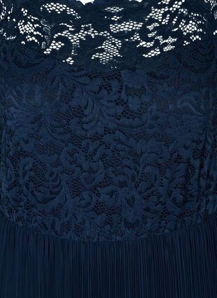 Mouwloze maxi-jurk met plissé en kant, Night Sky, Packshot image number 2