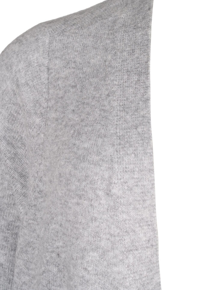 Lang gebreid vest met zakken, Light Grey Melange, Packshot image number 2