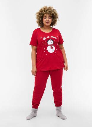 T-shirt de Noël en coton, Tango Red Snowman, Model image number 2