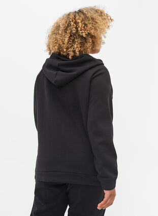 Cardigan à capuche et poches, Black, Model image number 1