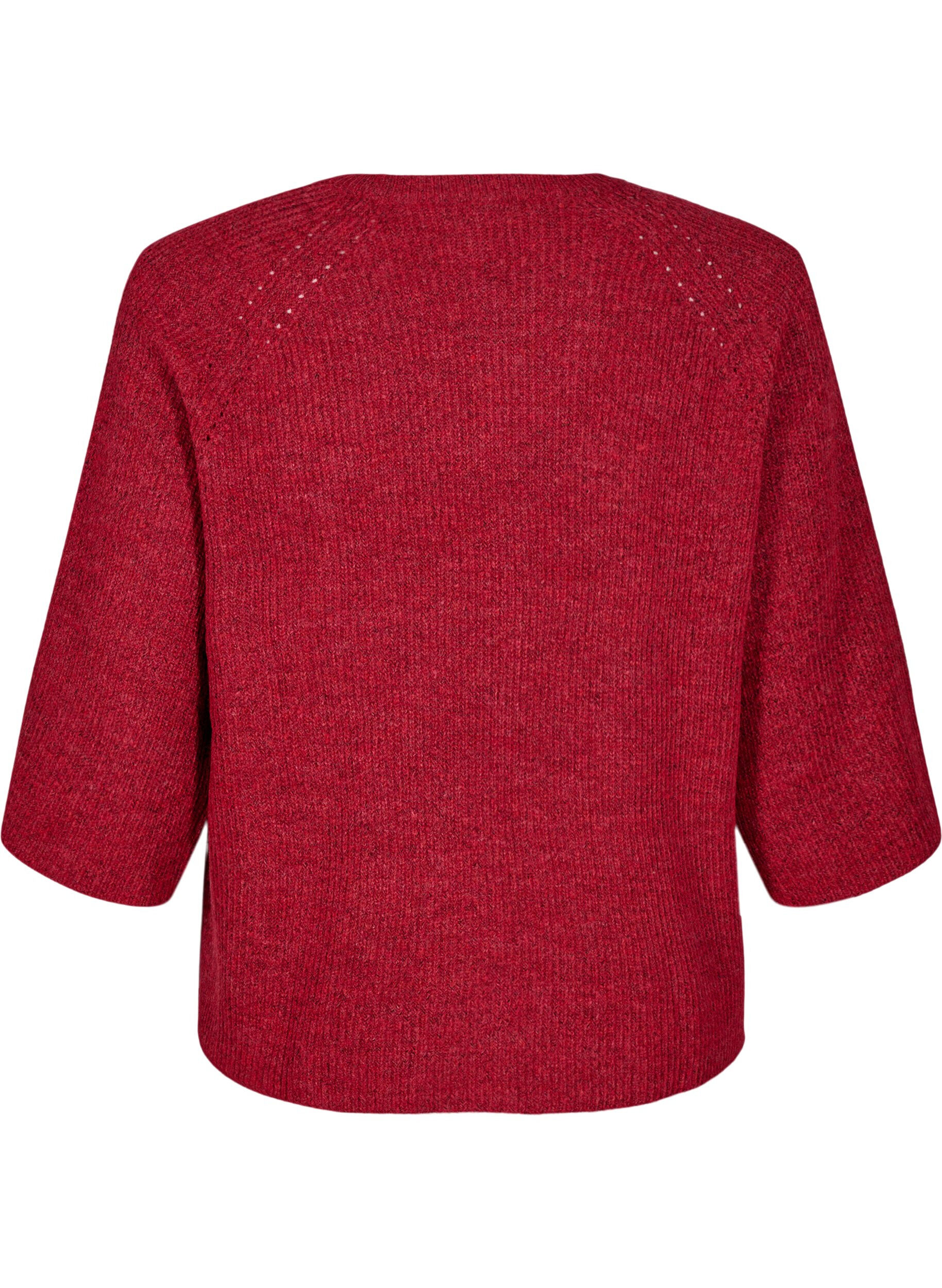 ZizziPull c&ocirc;tel&eacute; &agrave; manches 3/4, Rouge, Packshot image number 1