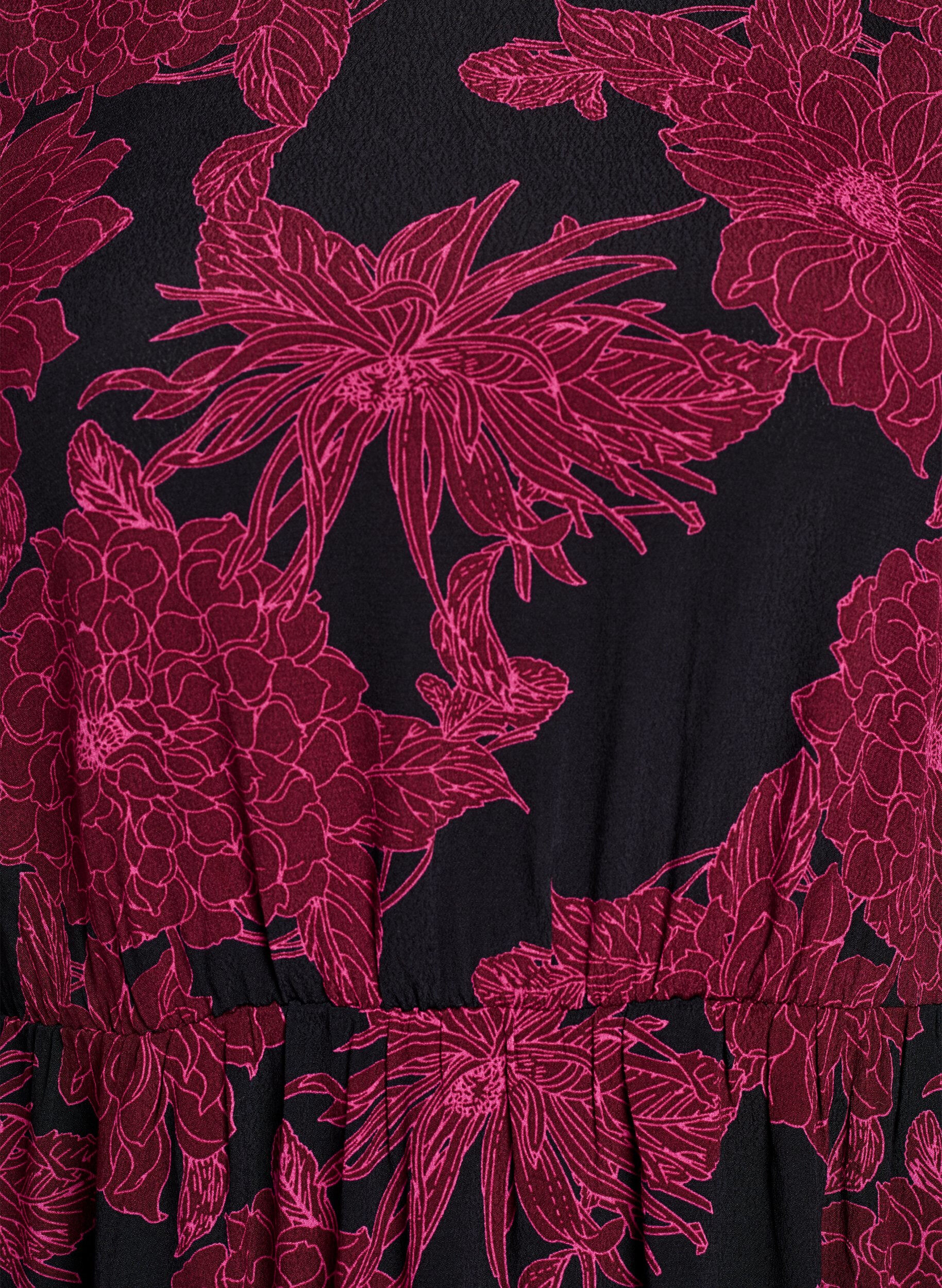 ZizziViscose jurk met print en lange mouwen, Donker Bordeaux, Packshot image number 2