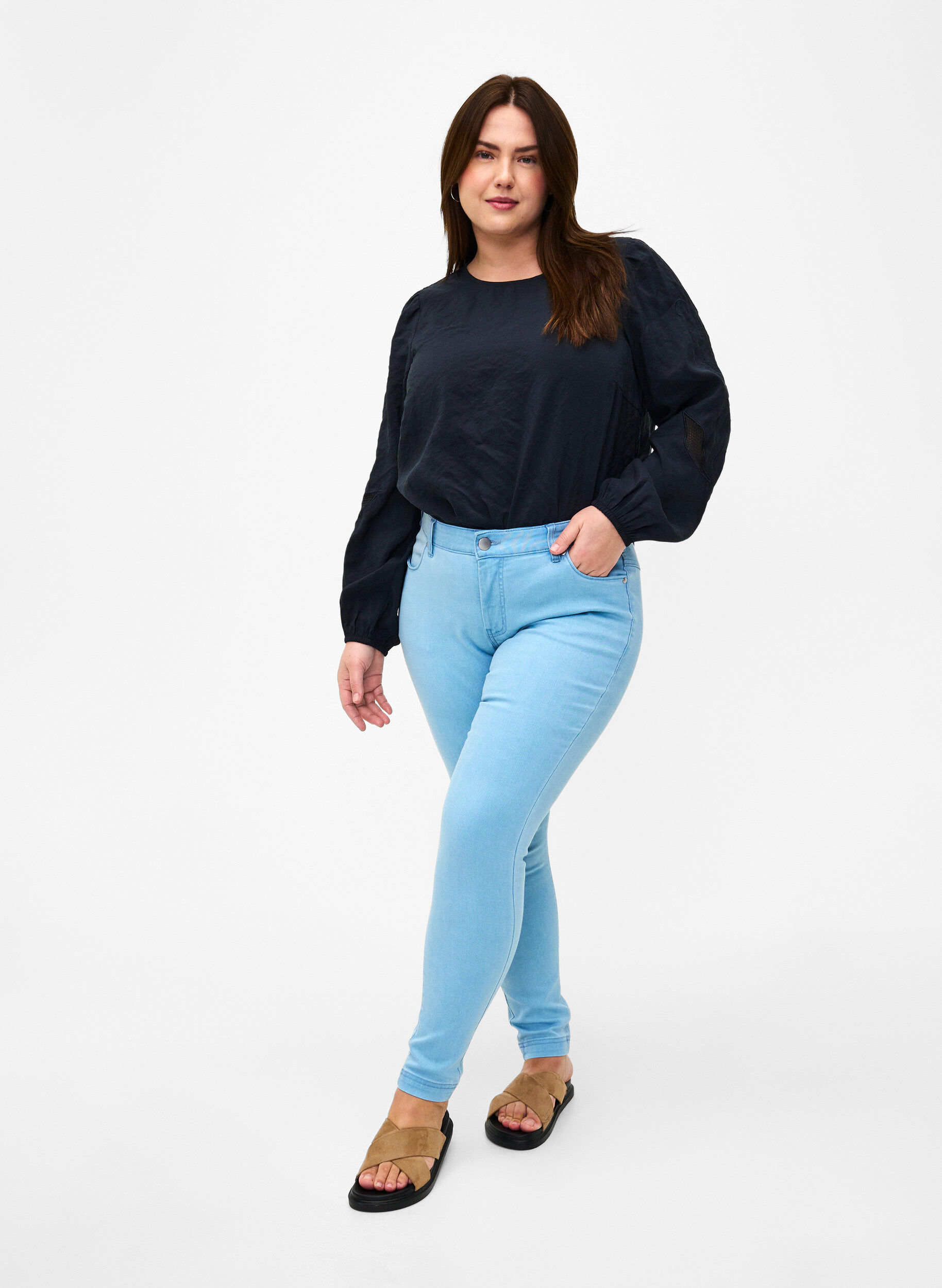 ZizziBlouse van Tencel&trade; Modal met geborduurde details, Black, Model image number 2