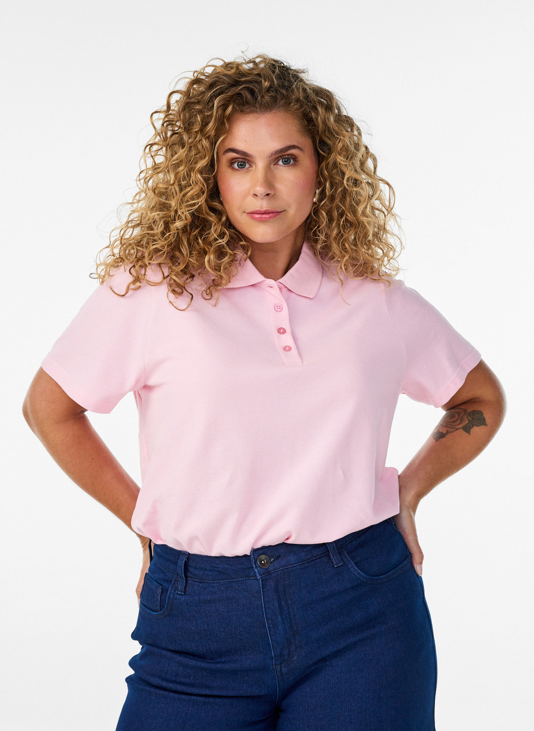 Zizzi Polo &agrave; manches courtes, Rose, Model image number 0