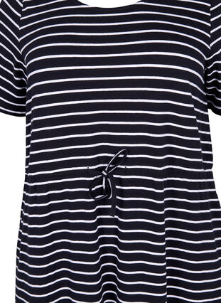 Katoenen midi-jurk met korte mouwen, Black Stripe, Packshot image number 2