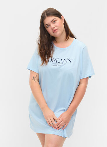T-shirt de pyjama oversize en coton biologique, Cashmere Blue DREAMS, Model image number 0