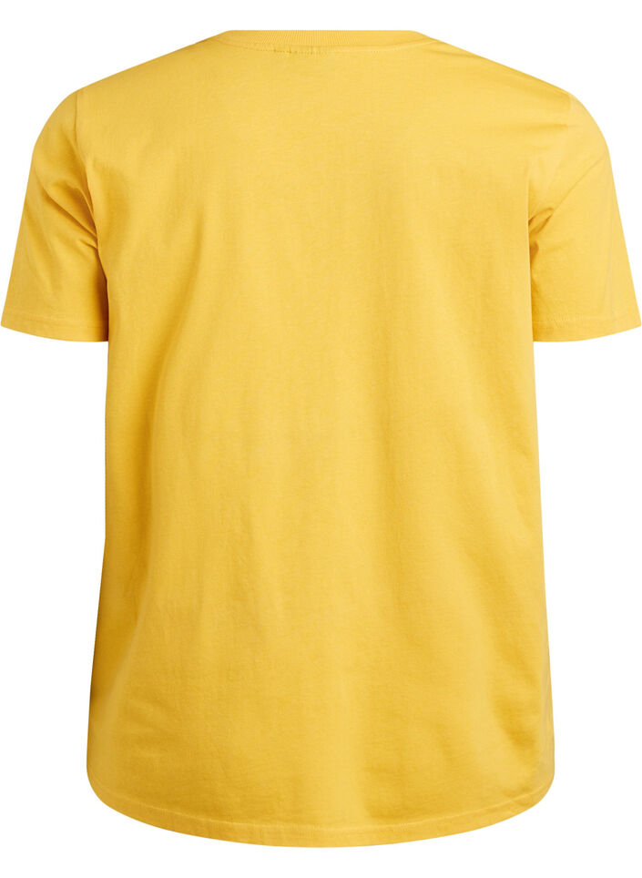 Basic katoenen T-shirt met ronde hals, Geel, Packshot image number 1