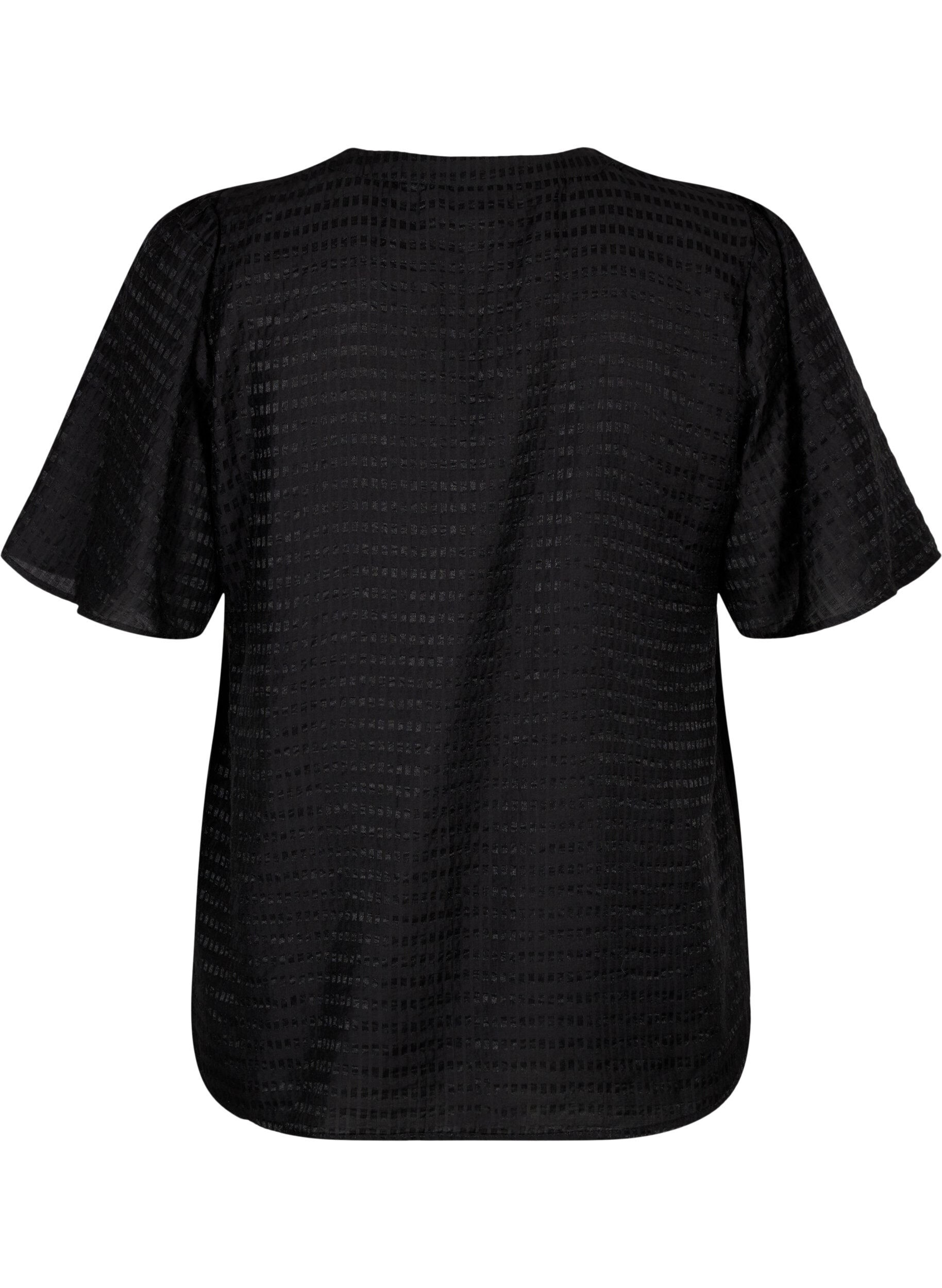 ZizziLyocell overhemdblouse met textuur, Black, Packshot image number 1