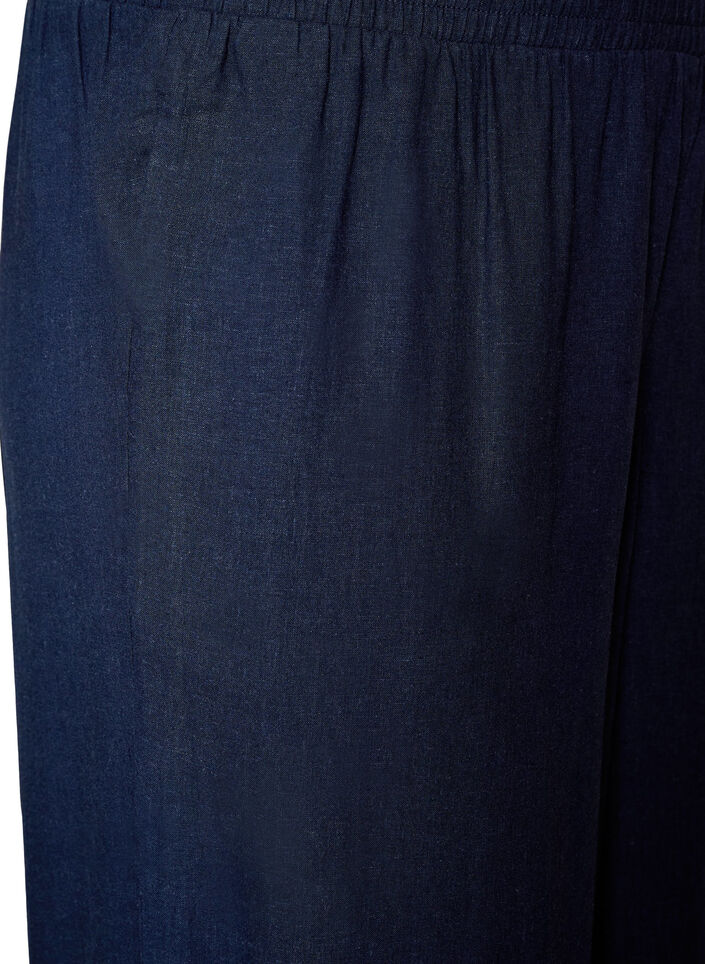 Wijde linnen en viscose broek, Blauw, Packshot image number 2