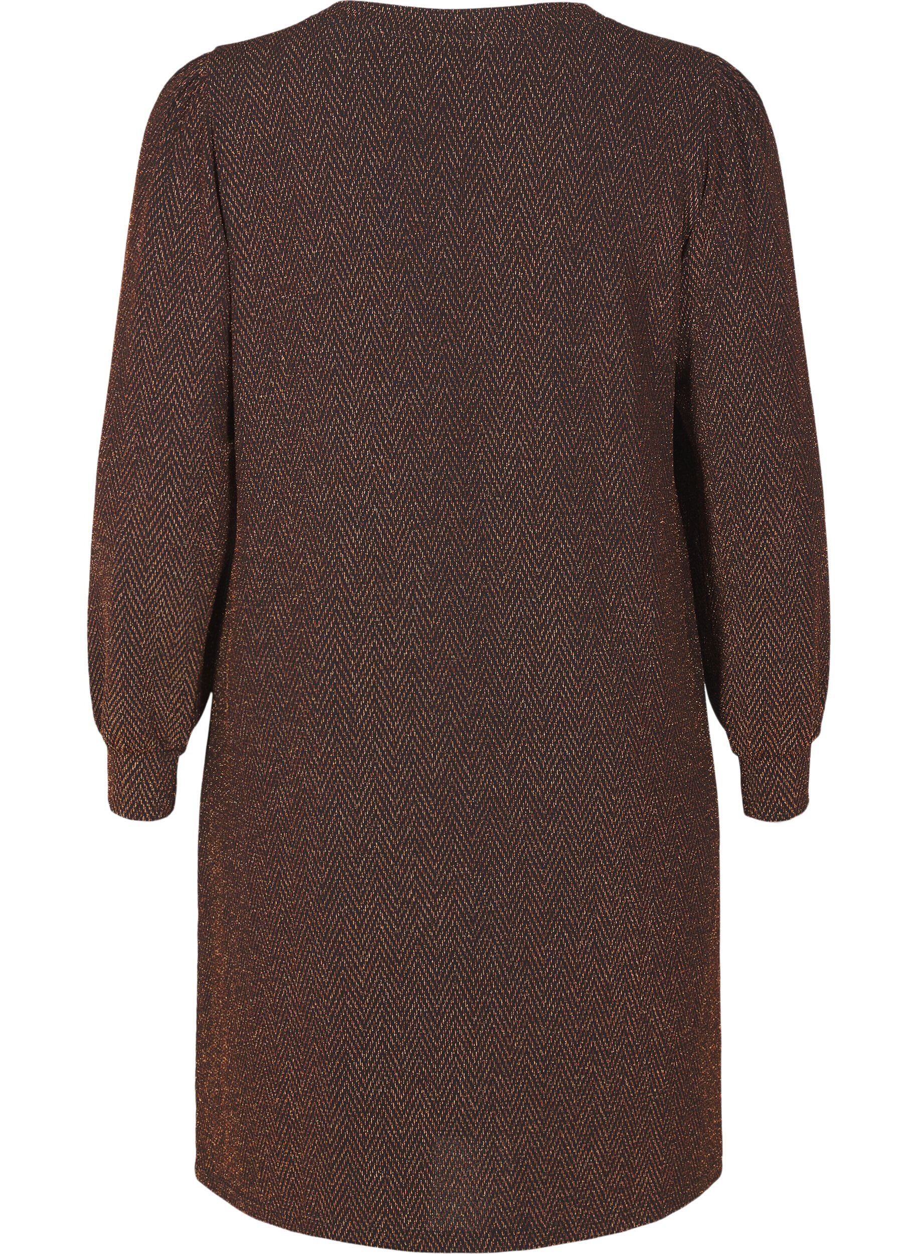 ZizziJurk met zigzagpatroon en glitter, Copper ZigZagShimmer, Packshot image number 1