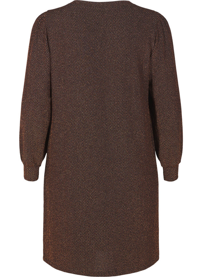 Jurk met zigzagpatroon en glitter, Copper ZigZagShimmer, Packshot image number 1