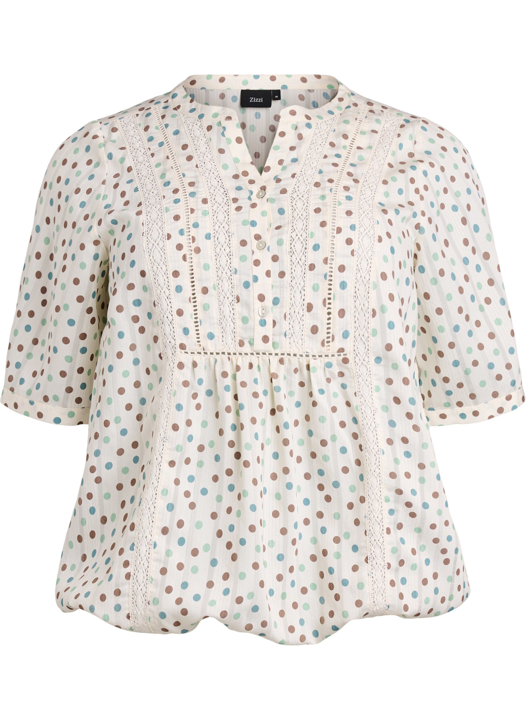 ZizziBlouse met print en 1/2 mouwen, Wit, Packshot image number 0