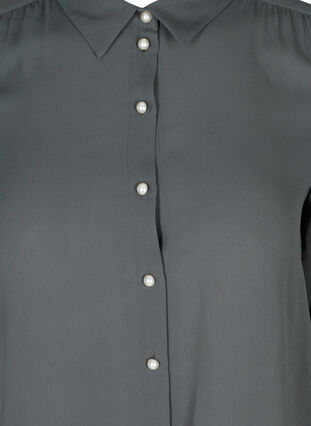 Plissé blouse met parelknopen, Asphalt, Packshot image number 2