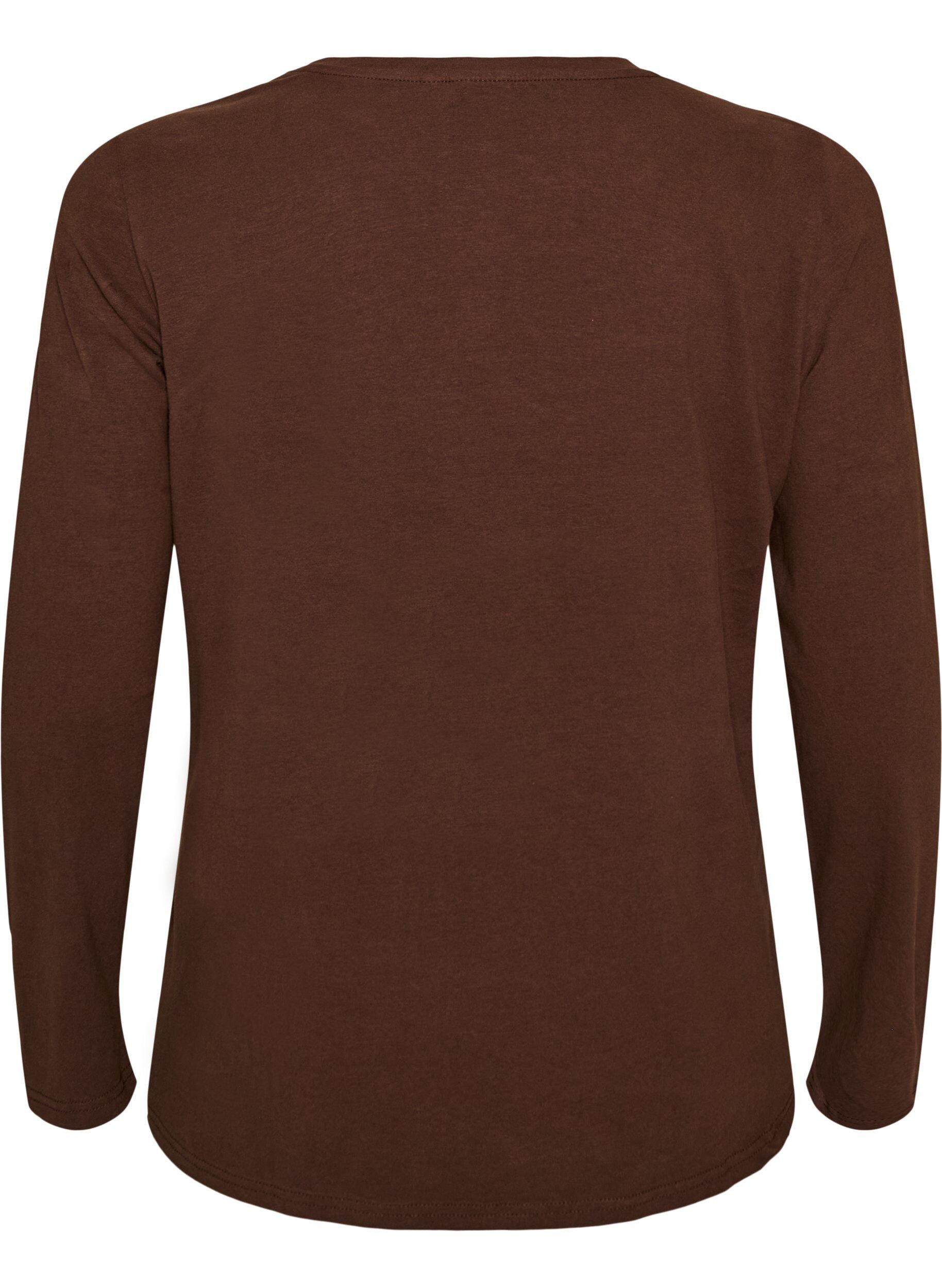 ZizziBasic jerseyblouse met lange mouwen, Bruin, Packshot image number 1