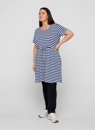 Tunique en coton à manches courtes, Twilight Blue/Stripe, Model image number 2