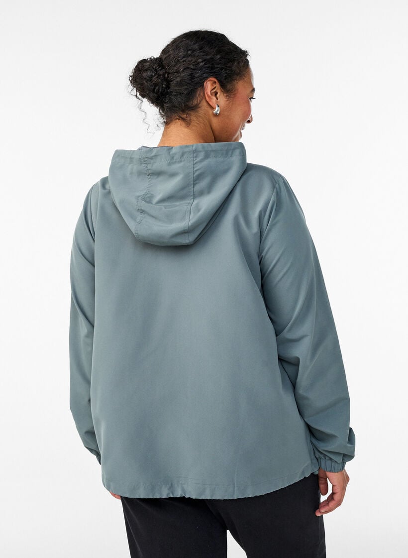 Veste l&eacute;g&egrave;re avec capuche et fermeture &eacute;clair, Vert fonc&eacute;, Model image number 2