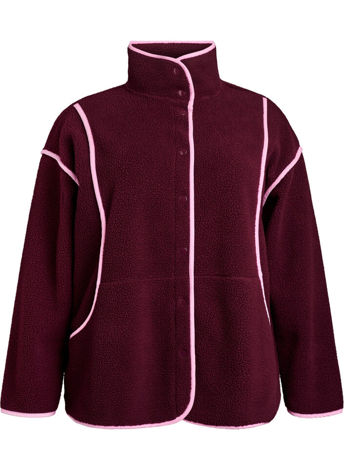 Veste teddy avec détails contrastants, Bordeaux, Packshot image number 0