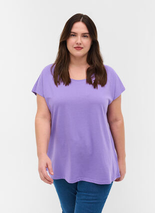 T-shirt met mix van katoen, Paisley Purple, Model image number 0