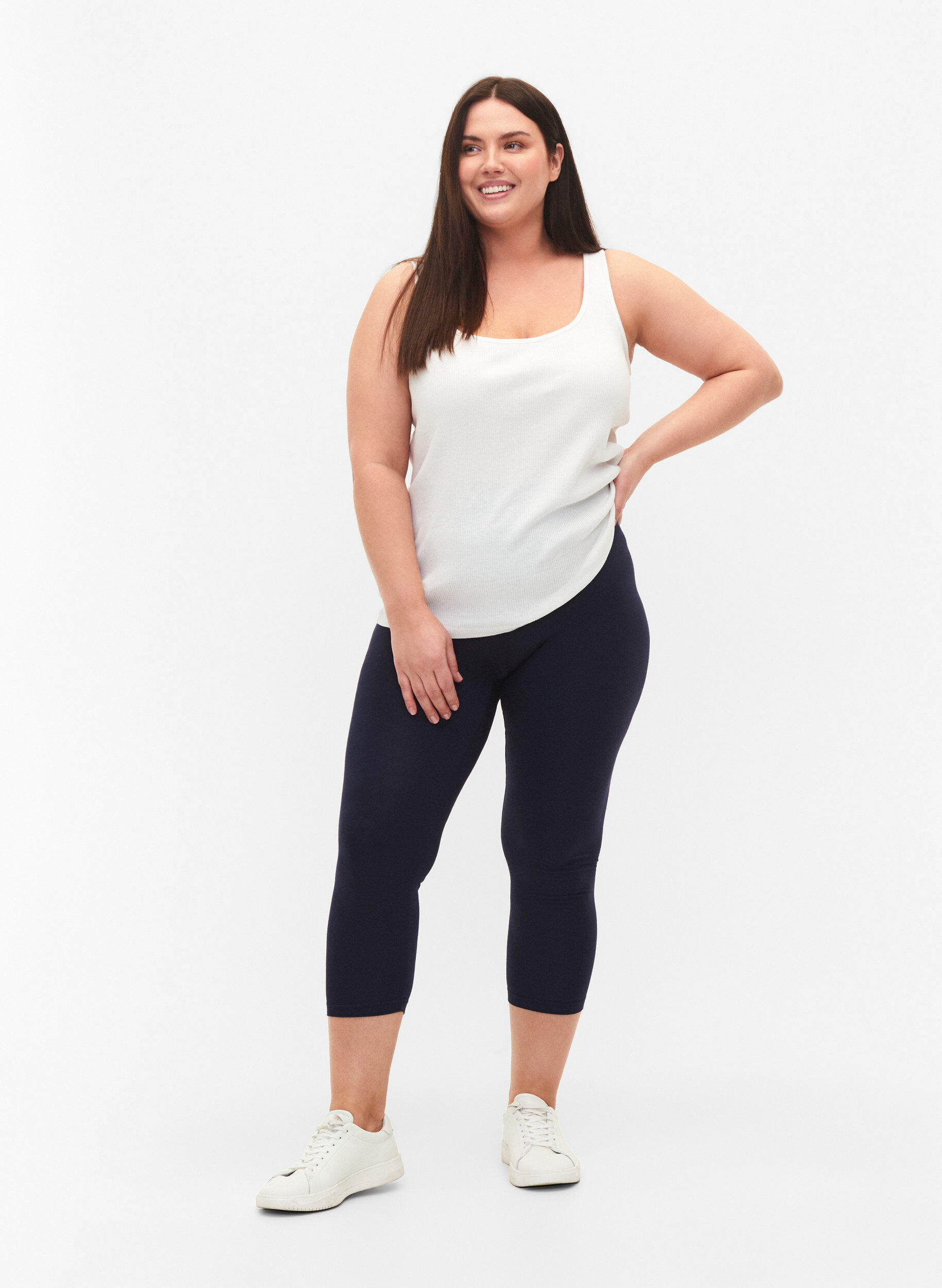 ZizziLeggings basiques longueur 3/4 en viscose, Bleu, Model image number 1