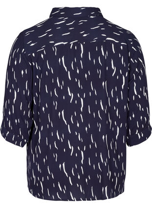Viscose blouse met 3/4 mouwen en print, Night Sky Rain, Packshot image number 1