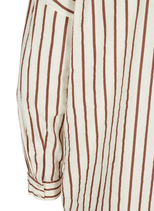 Chemise longue en coton à rayures avec col en V, Stripe, Packshot image number 3