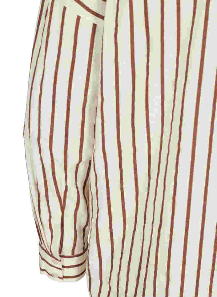 Lange katoenen blouse met strepen en v-hals, Stripe, Packshot image number 3