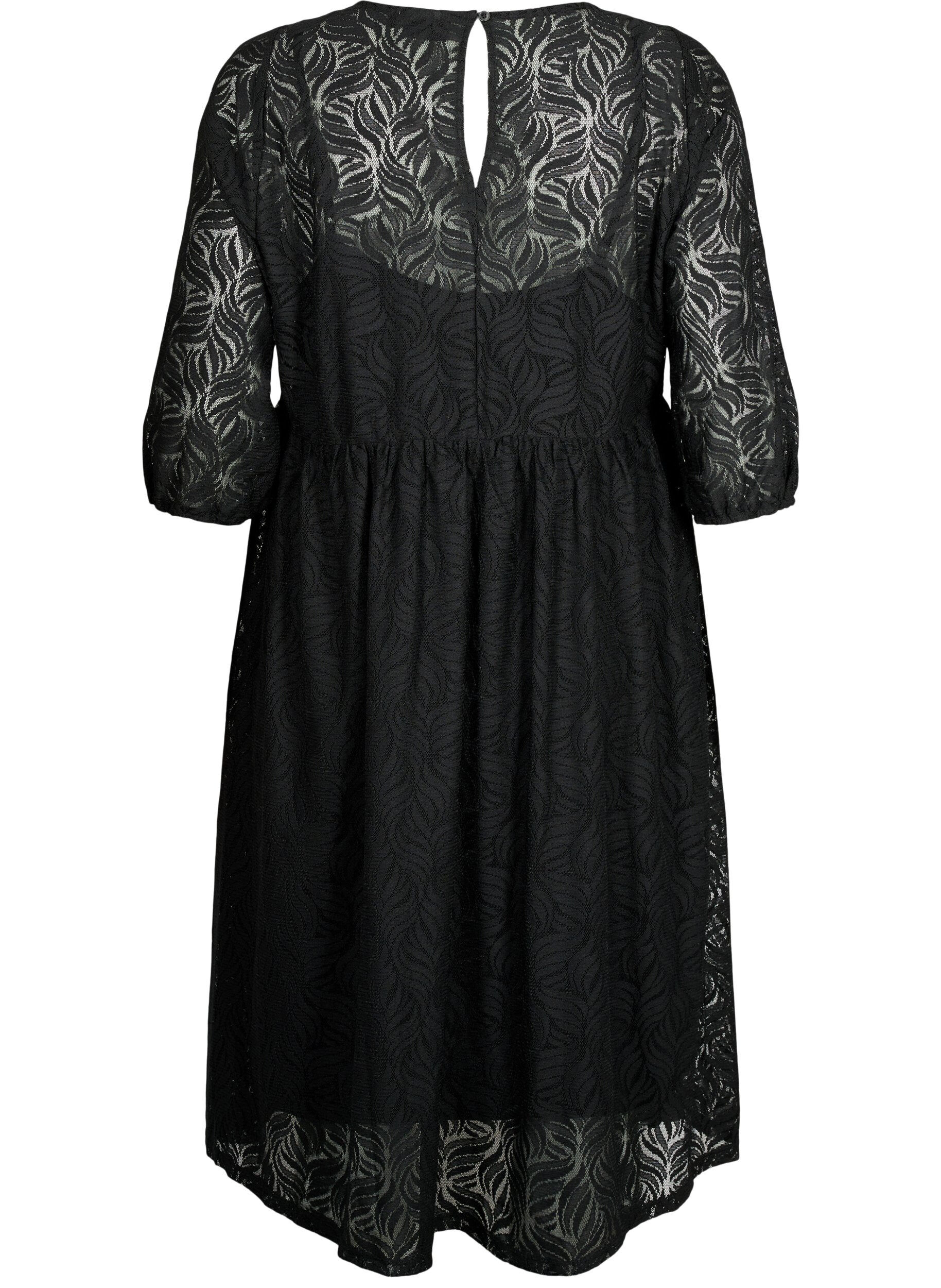 Zizzi Robe en dentelle avec manches 3/4	, Black, Packshot image number 1