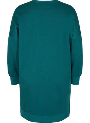 Robe sweat chiné à col rond, Deep Teal, Packshot image number 1