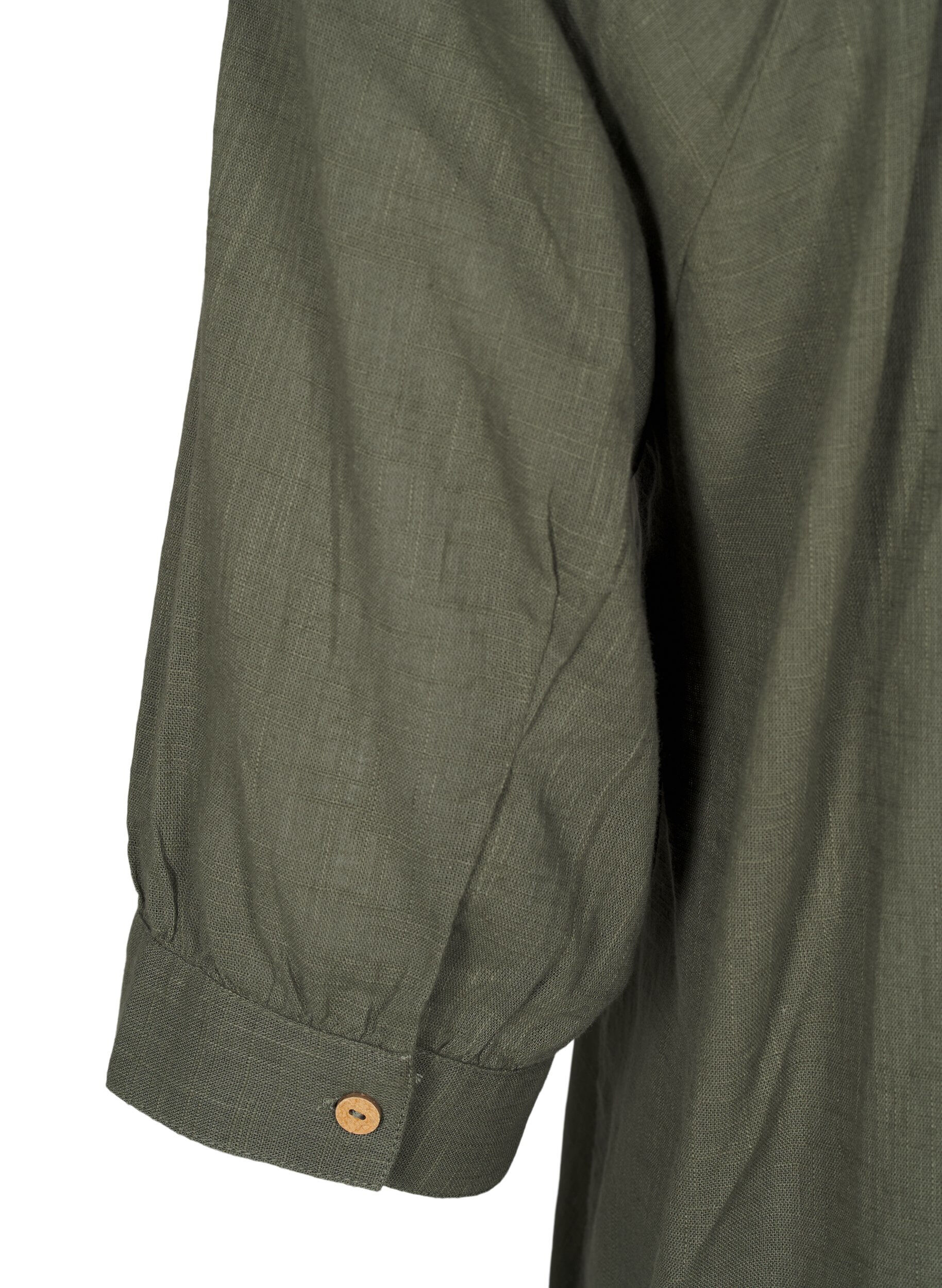 Zizzi Tunique en coton avec col en V, Vert, Packshot image number 3