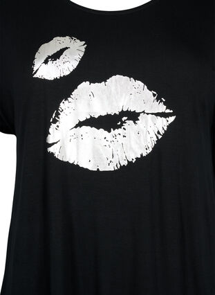 T-shirt à manches courtes en viscose avec imprimé , Black W. Lips, Packshot image number 2