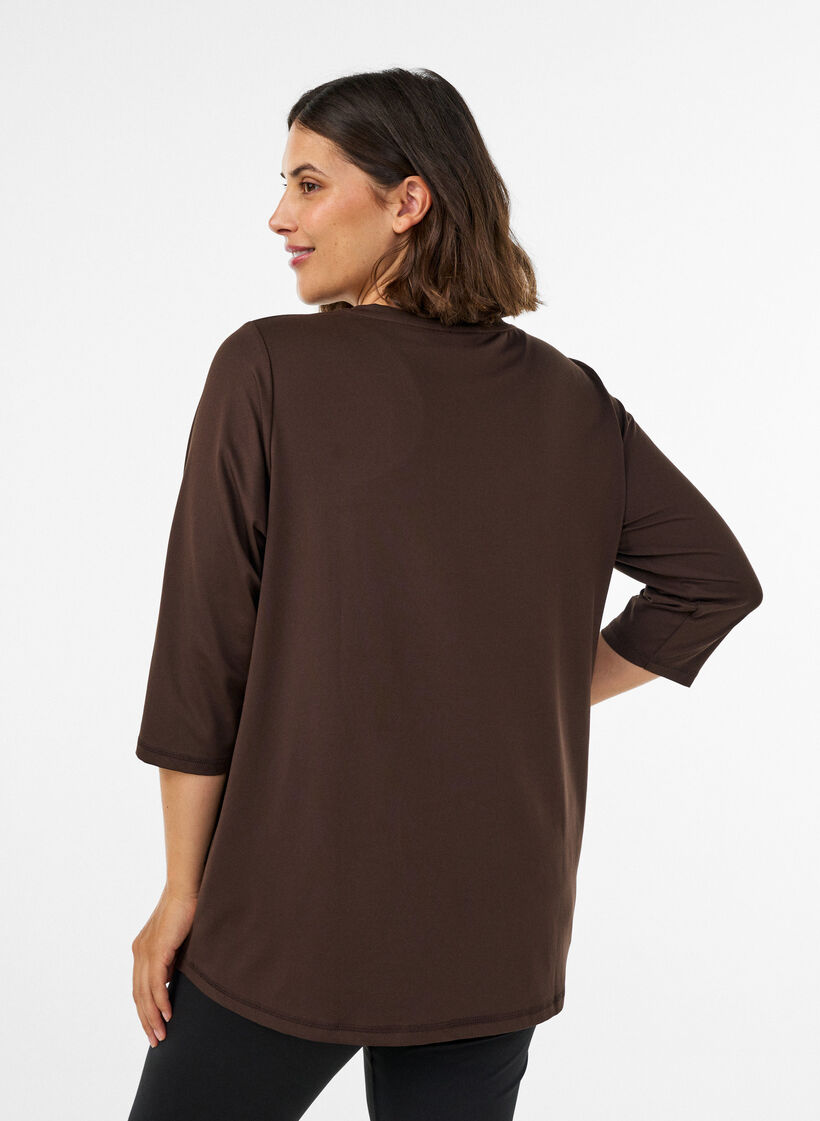 Sporttop met 3/4 mouwen, Bruin, Model image number 2
