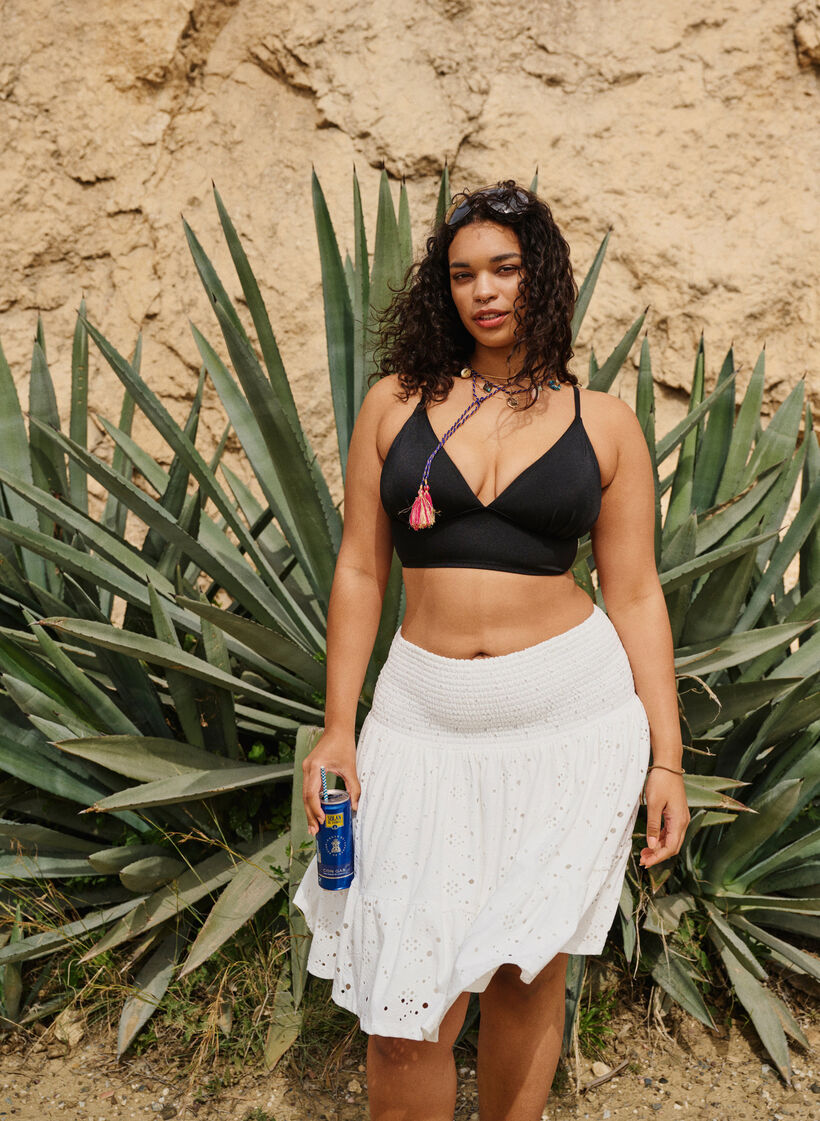 Jupe smock avec motif à trous, Bright White, Image image number 0