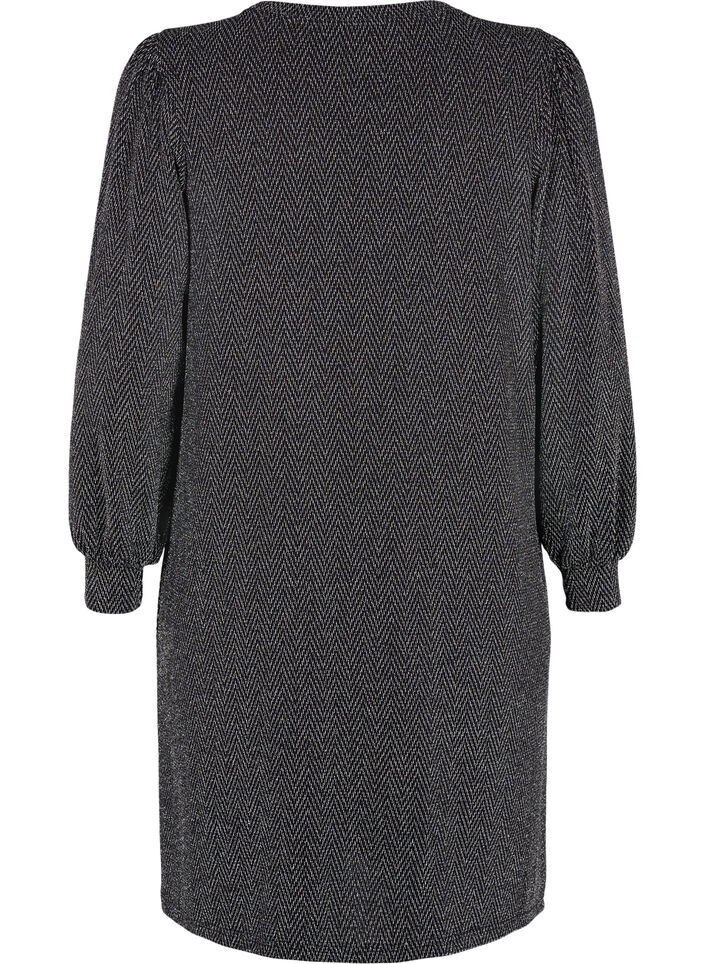 Robe avec un motif en zigzag et des paillettes, Silver ZigZagShimmer, Packshot image number 1